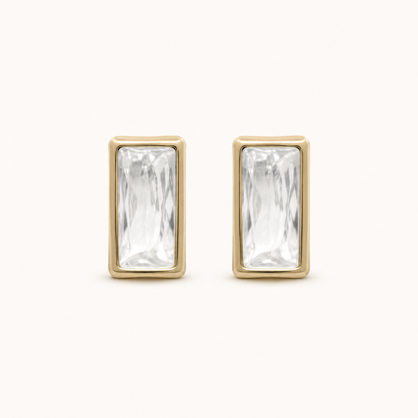 Arete rectangular Oro 10K con Zirconia